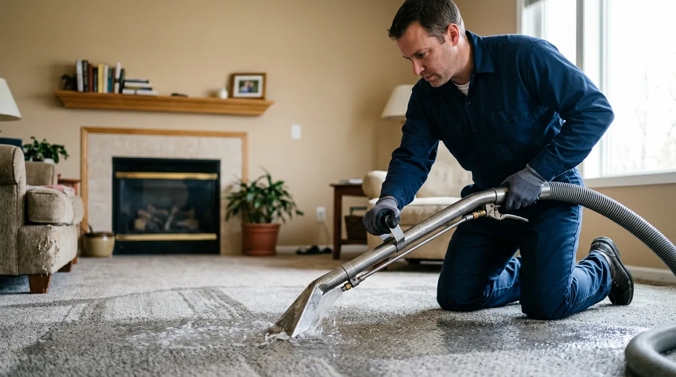 Water damage restoration technician working near Olin, IA
